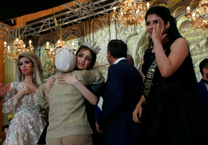 Miss Iraq Vian Amer Noori reacts during the Miss Iraq Pageant ceremony in Baghdad, Iraq, May 25, 2017. (Photo: Reuters)